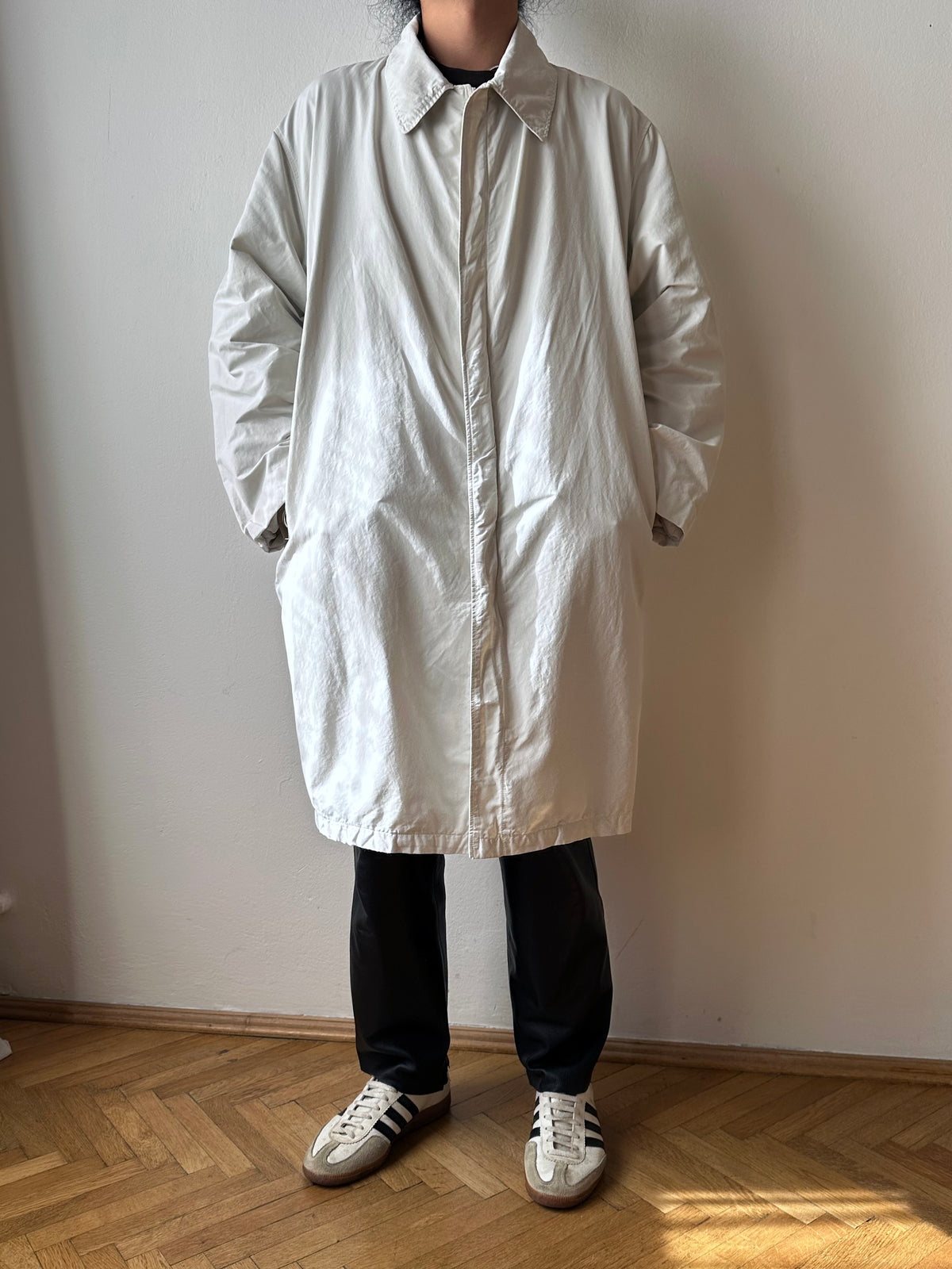 C.P. Company SS'00 2000's 2000年代 Massimo Osti マッシモオスティ Made in Italy イタリア製 イタリア古着 Cotton Nylon Coat Gray ナイロン コート 灰色 グレー Toto Praha Vintage clothing shop Antique shop 古着屋 プラハ Showroom appointment Prague ユーロ古着 ヨーロッパ古着 古着卸 ヴィンテージ