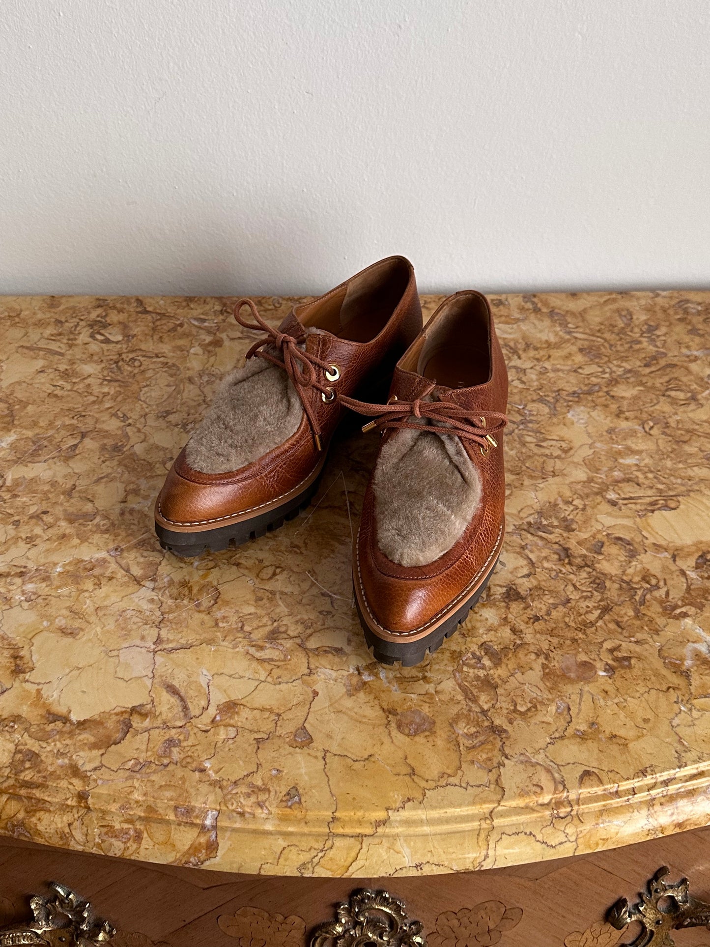 French leather shoes - sz 38 , 23.5-24cm