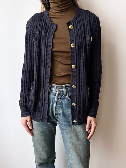 Early 90s CELINE cotton cardigan with gold-buttons