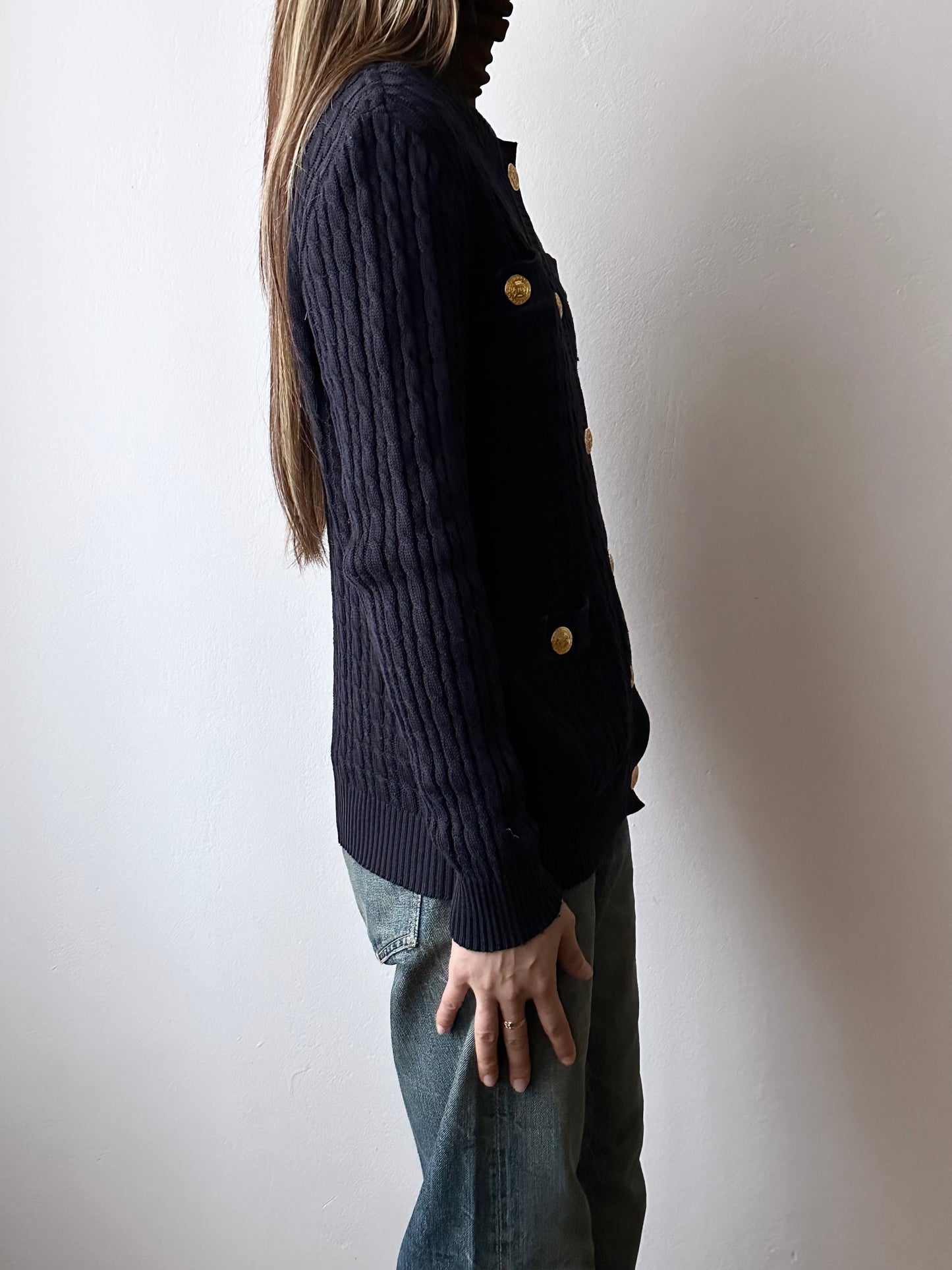 Early 90s CELINE cotton cardigan with gold-buttons