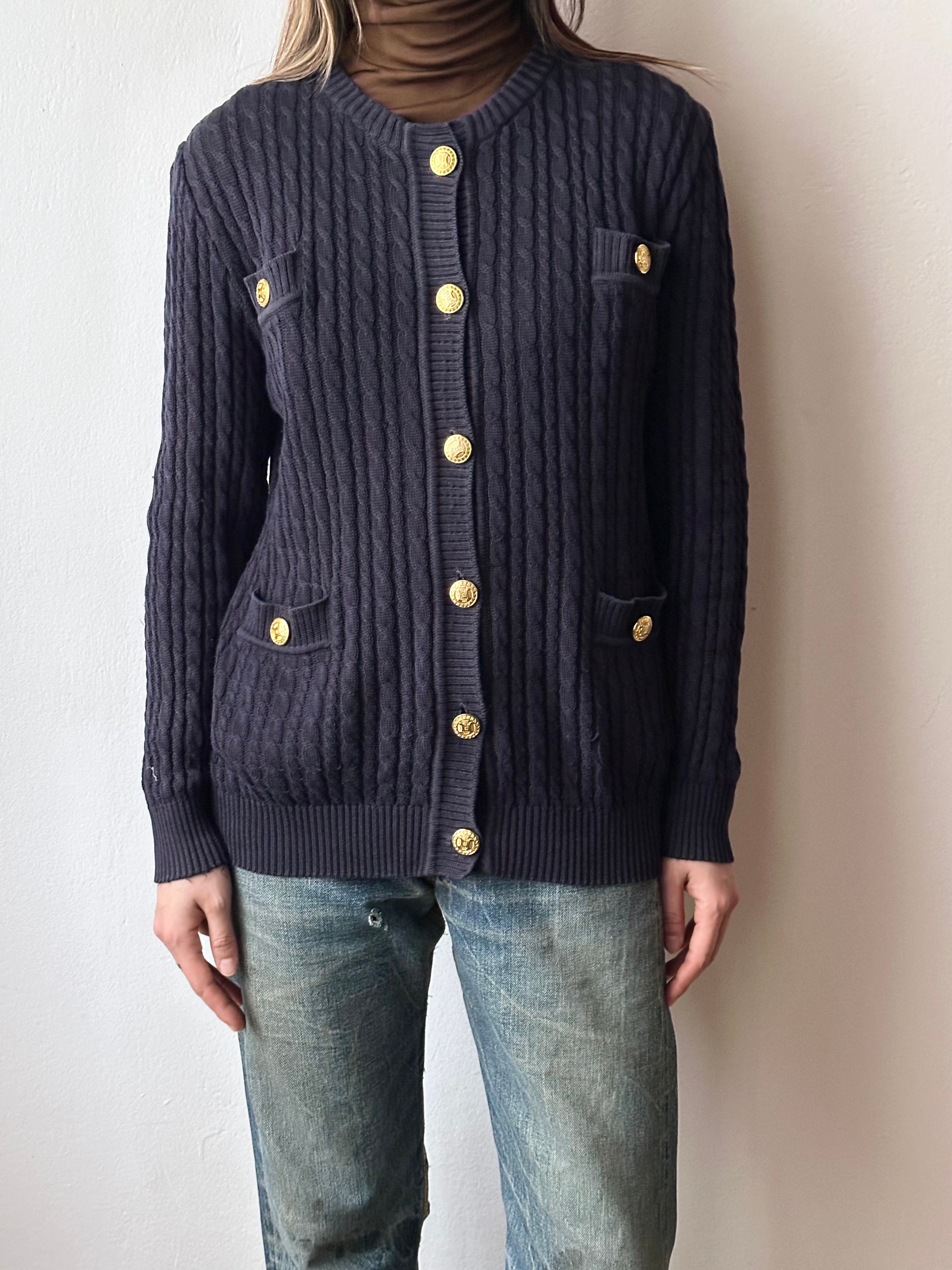 Early 90s CELINE cotton cardigan with gold-buttons – TOTO