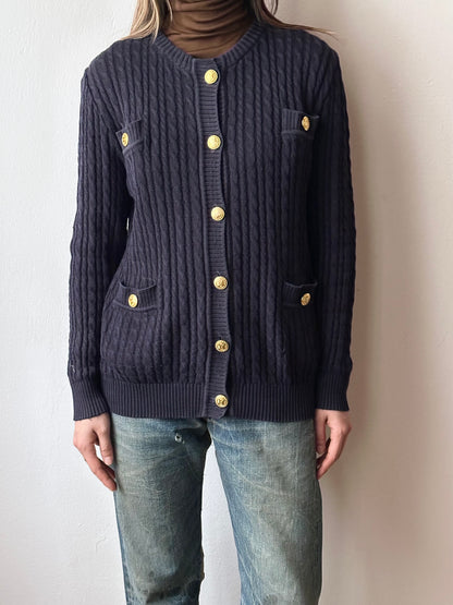 Early 90s CELINE cotton cardigan with gold-buttons