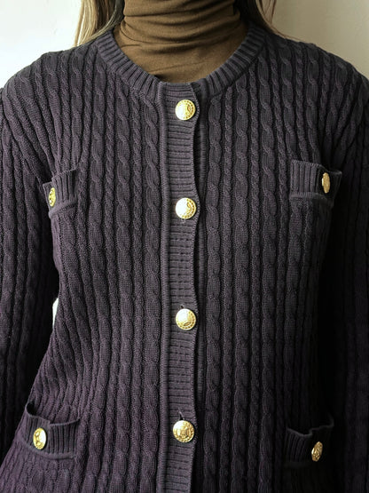 Early 90s CELINE cotton cardigan with gold-buttons