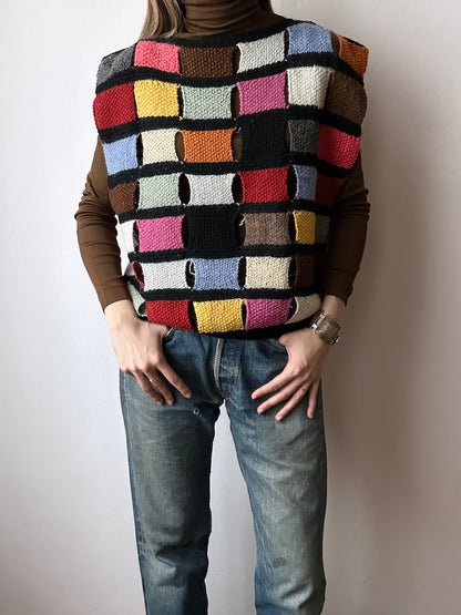 Handmade knit panel vest