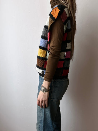 Handmade knit panel vest