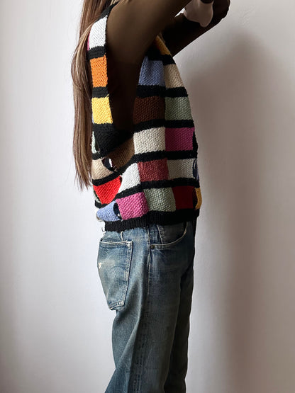 Handmade knit panel vest
