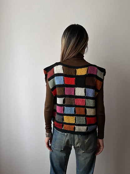 Handmade knit panel vest