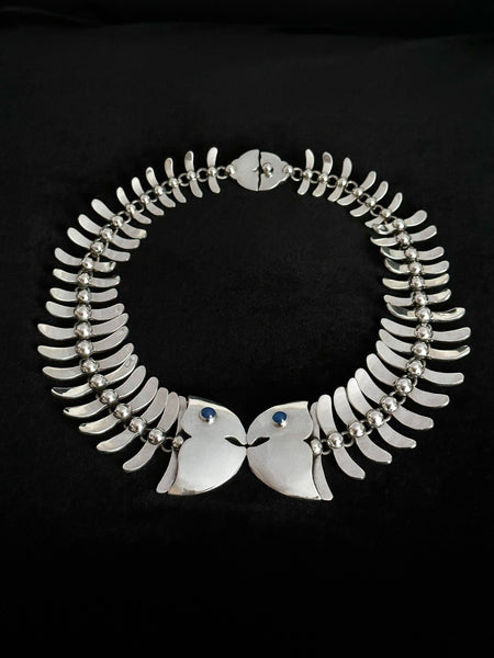 1970s Mexican 950 fish bone necklace
