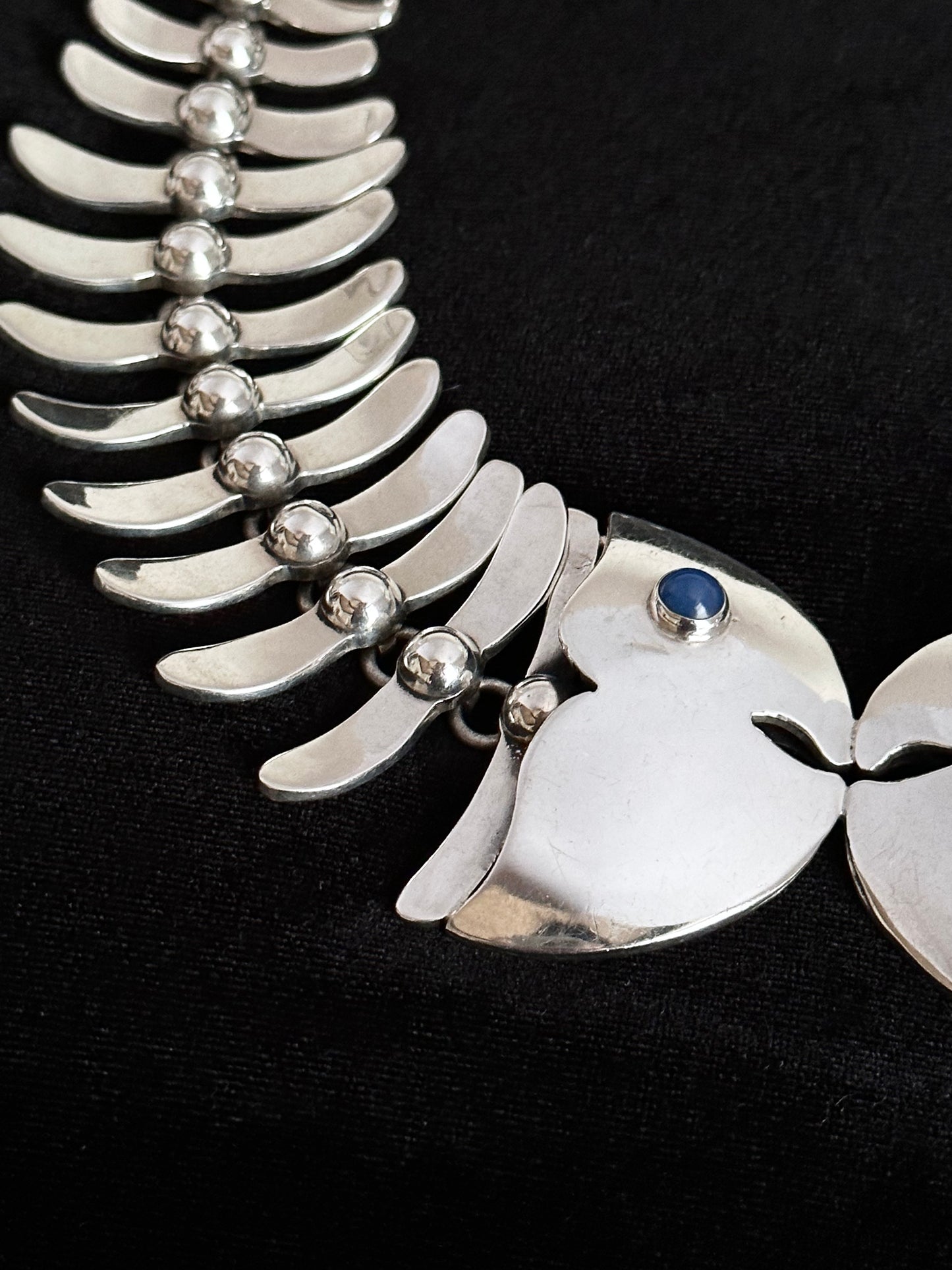 1970s Mexican 950 fish bone necklace