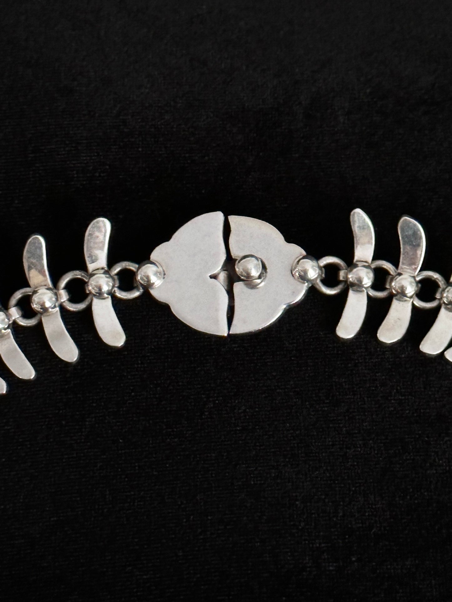 1970s Mexican 950 fish bone necklace