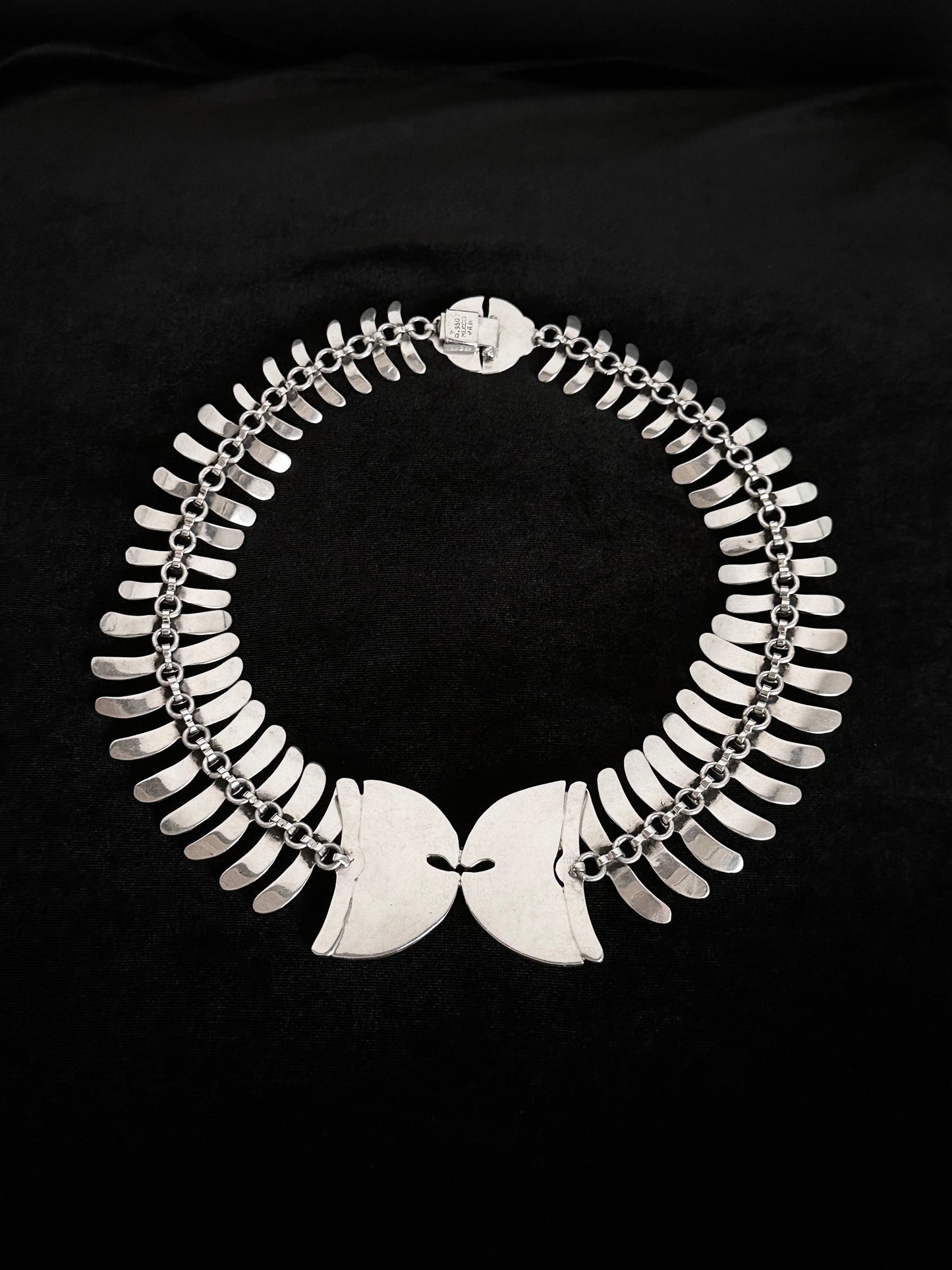 1970s Mexican 950 fish bone necklace