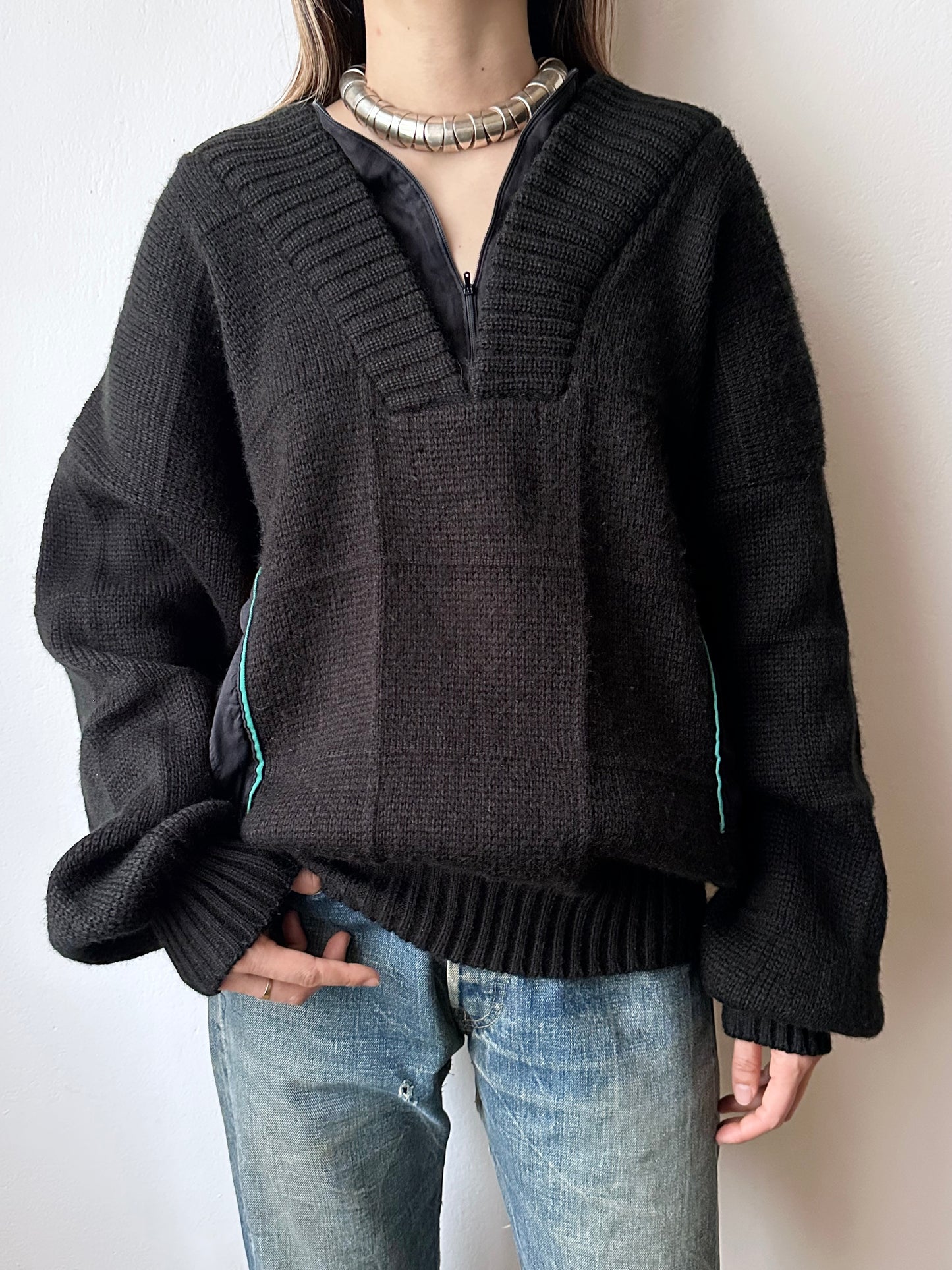 80s Italy knit jumper with belly pocket
