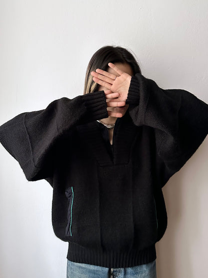 80s Italy knit jumper with belly pocket