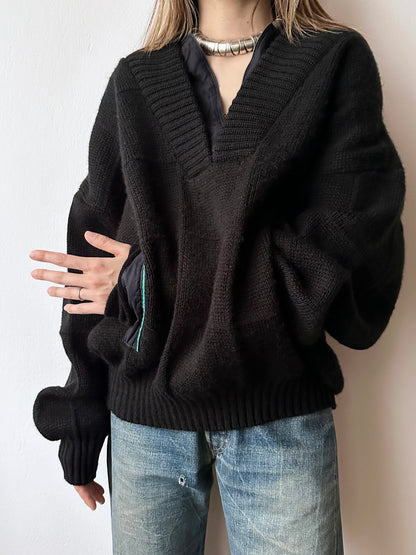 80s Italy knit jumper with belly pocket