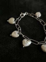 925 heart pearl chain bracelet