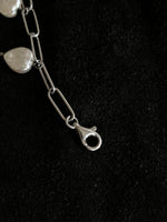 925 heart pearl chain bracelet