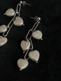 925 heart pearl earrings