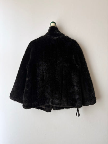 vintage fur jacket with ponpon tie
