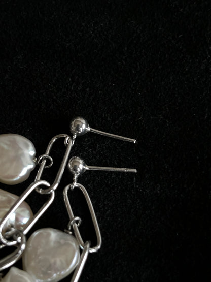 925 heart pearl earrings