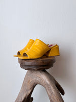 crocodile skin yellow mules