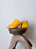 crocodile skin yellow mules