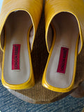 crocodile skin yellow mules