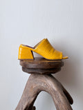 crocodile skin yellow mules