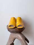 crocodile skin yellow mules