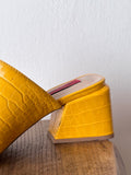 crocodile skin yellow mules