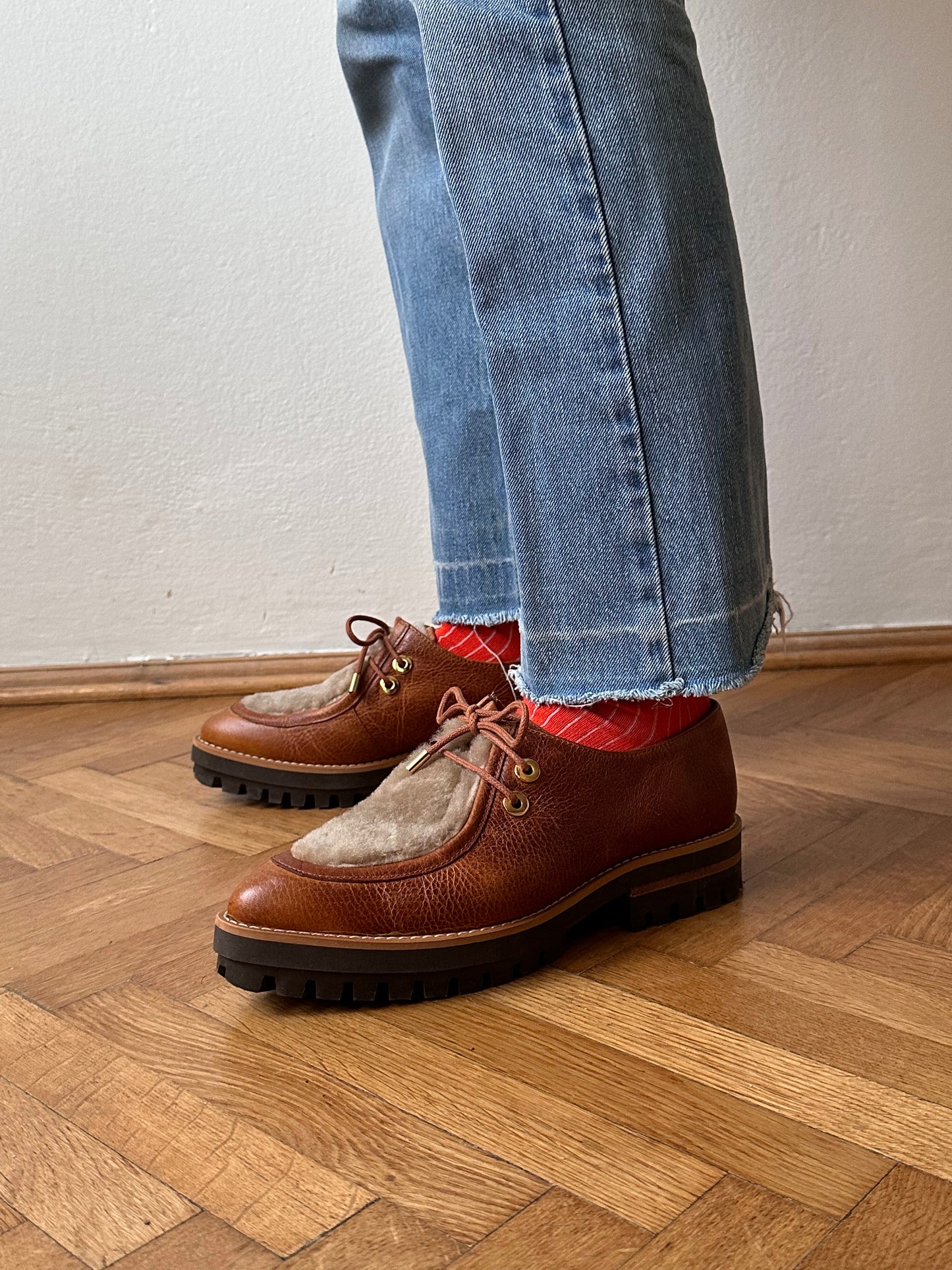 French leather shoes - sz 38 , 23.5-24cm