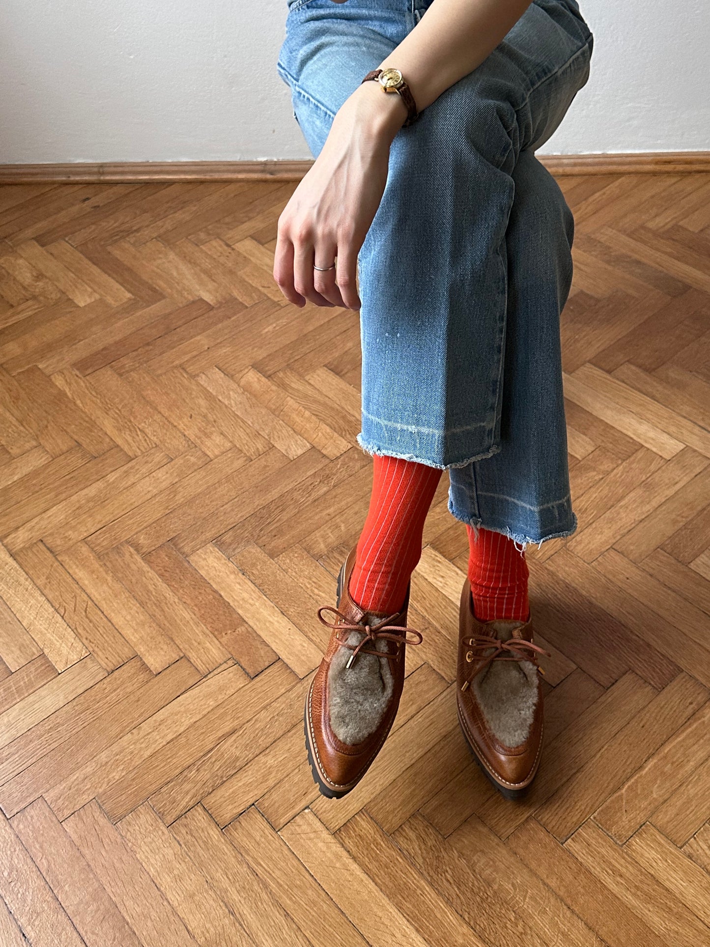 French leather shoes - sz 38 , 23.5-24cm