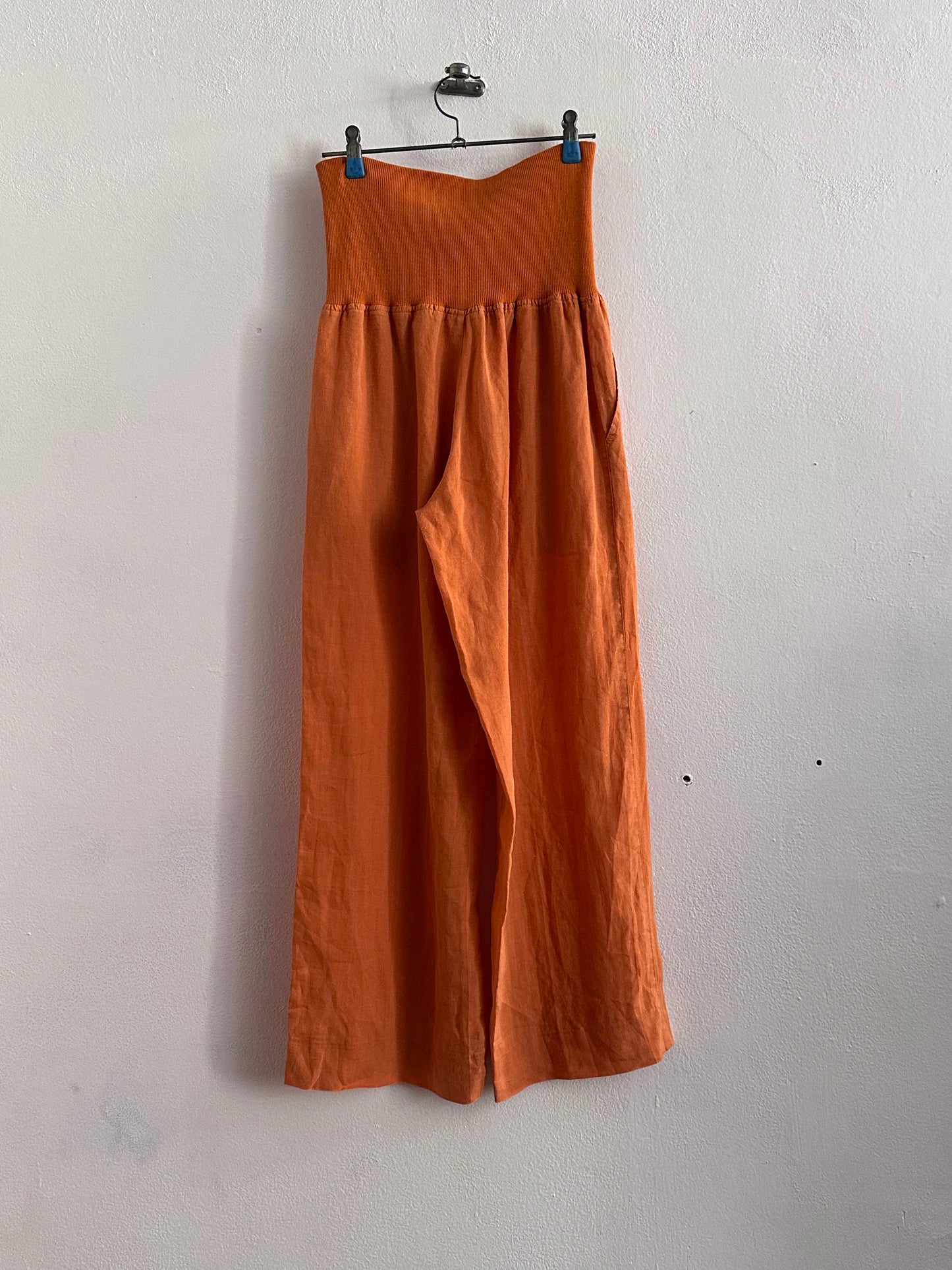 Italy lib waist linen trouser