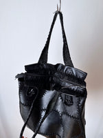 80s leather patchwork tote bag