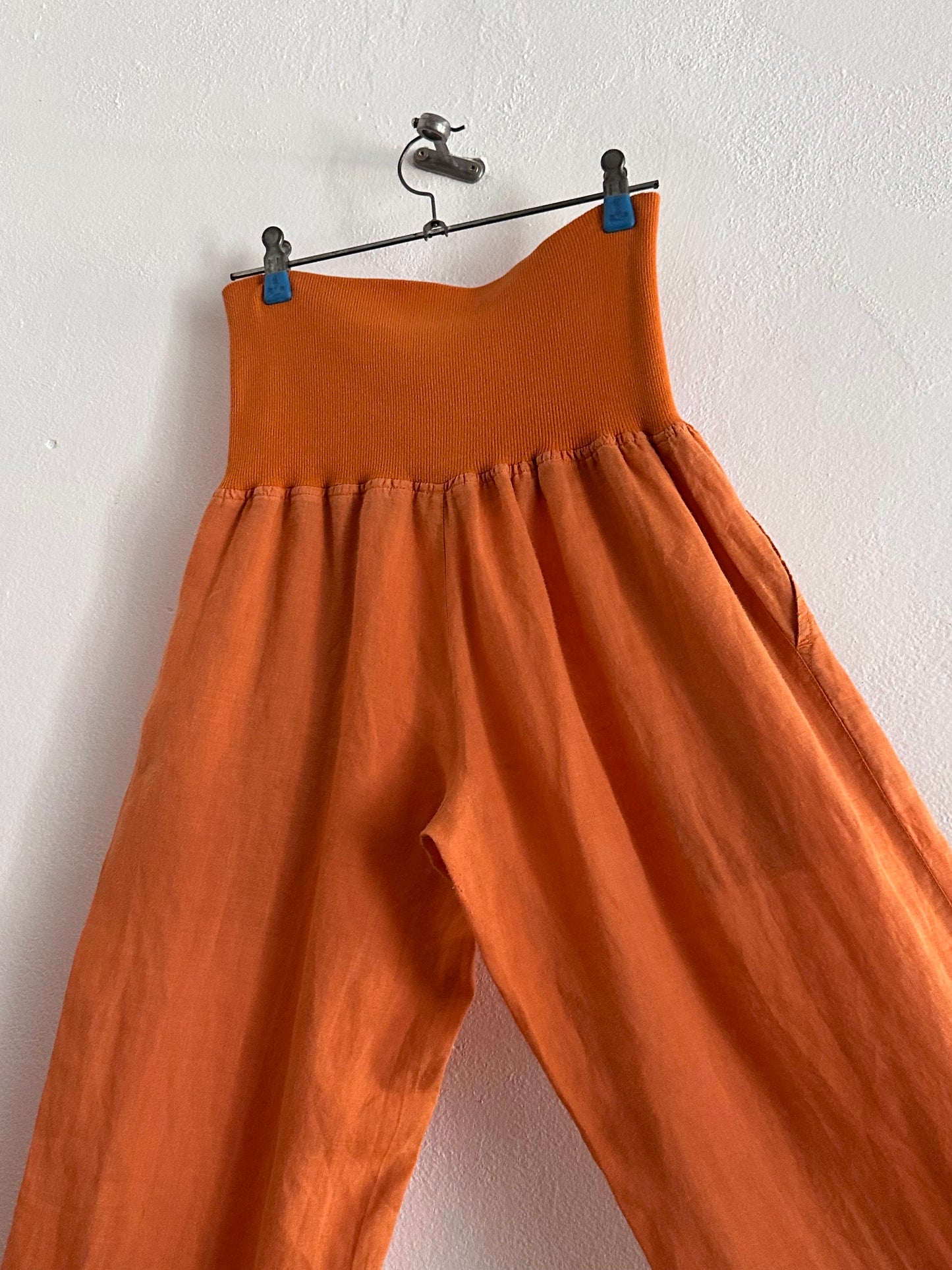 Italy lib waist linen trouser