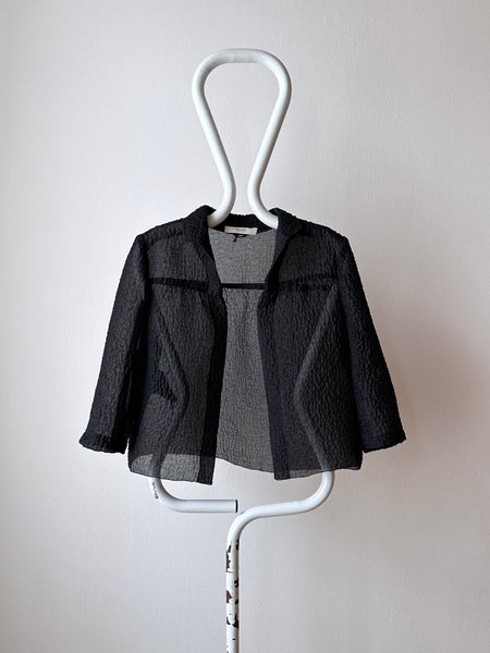 2000's 00's PRADA made in Italy black transparent shirt blouse jacket