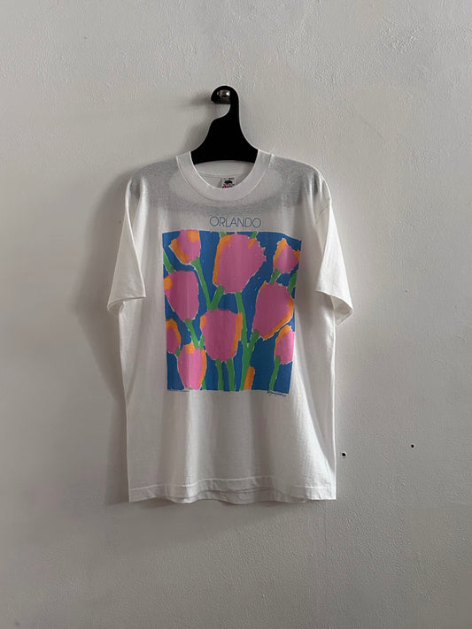 80's T-shirt Vintage Tee Tシャツ ヴィンテージ Floral お花 80年代 90's 90年代 Toto Praha Vintage clothing store Antique shop Prague 古着屋 アンティークショップ プラハ ユーロ古着  ヨーロッパ古着 古着卸 