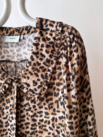 leopard frill collar blouse