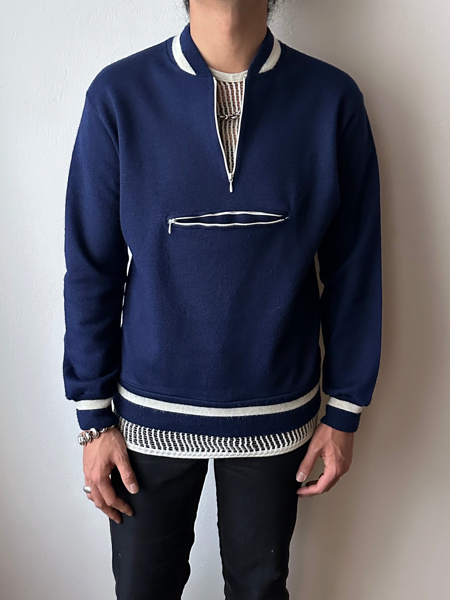 Vintage Navy wool/acrylic jersey top