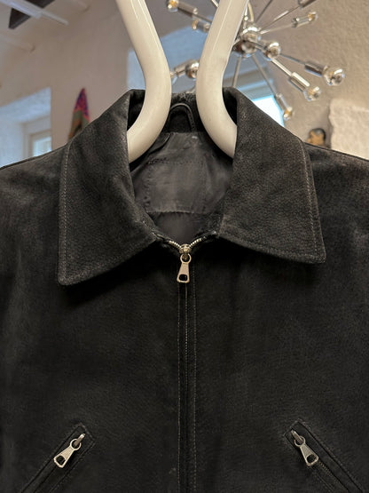 black suede leather short jacket