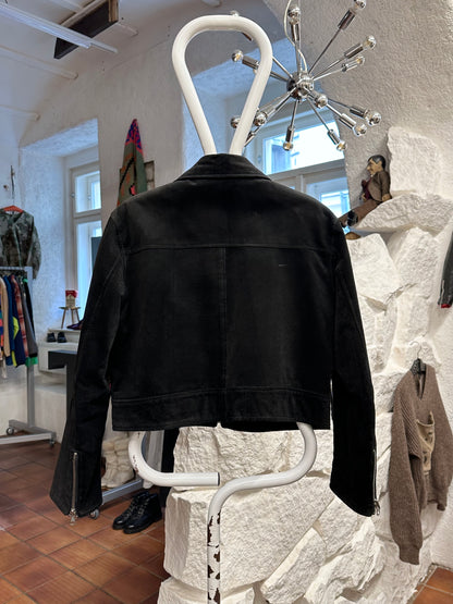black suede leather short jacket
