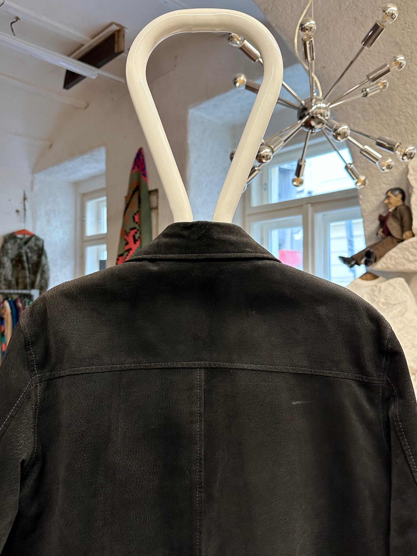 black suede leather short jacket