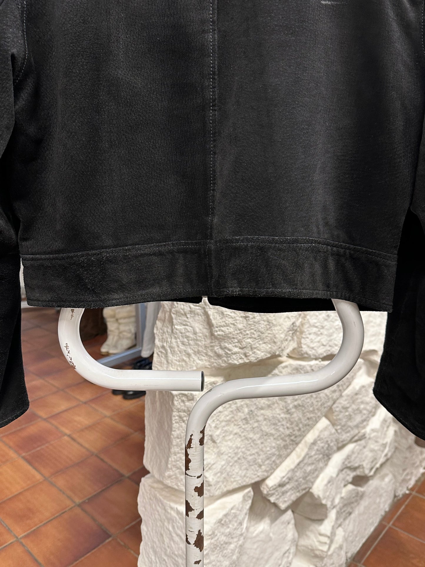 black suede leather short jacket