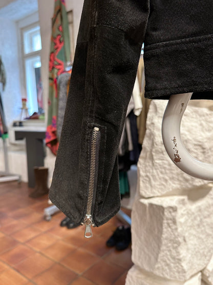 black suede leather short jacket