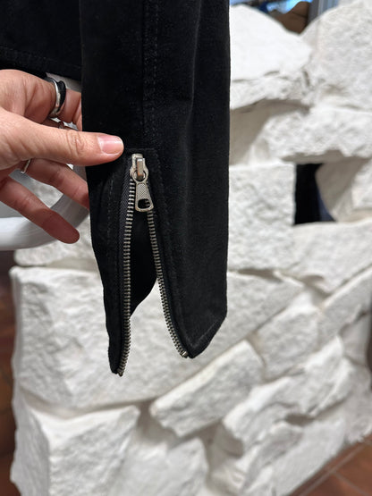 black suede leather short jacket