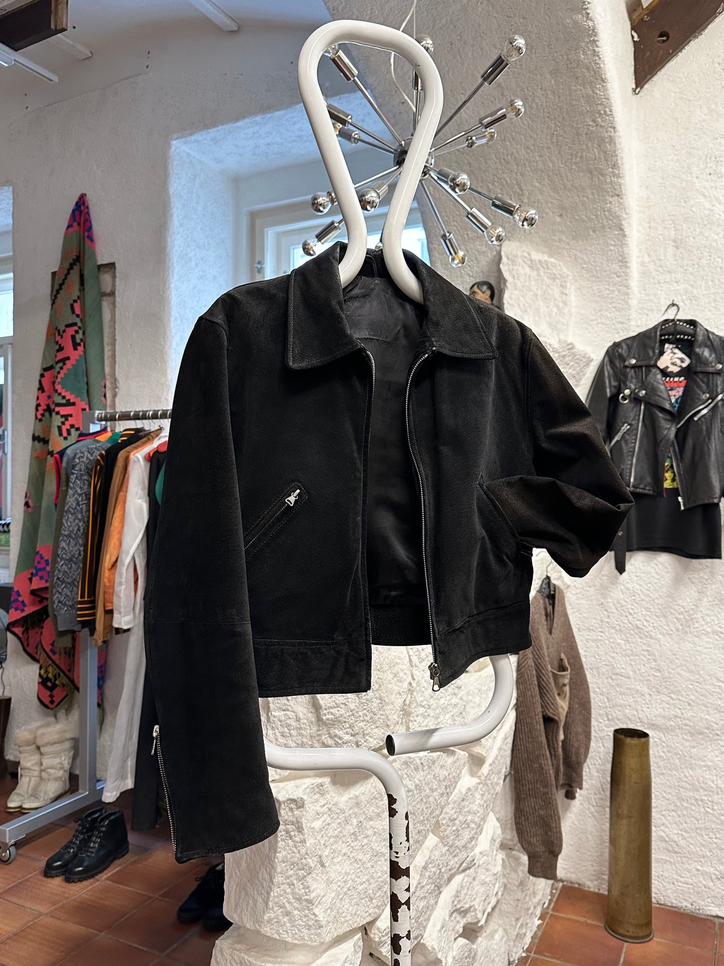 black suede leather short jacket