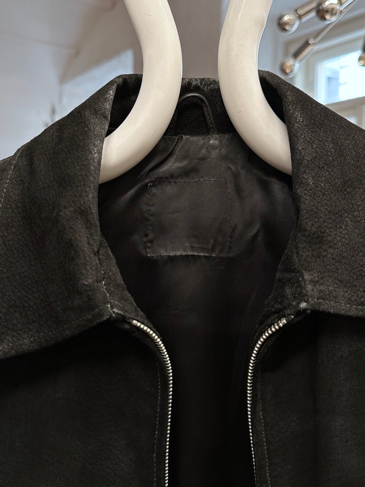 black suede leather short jacket