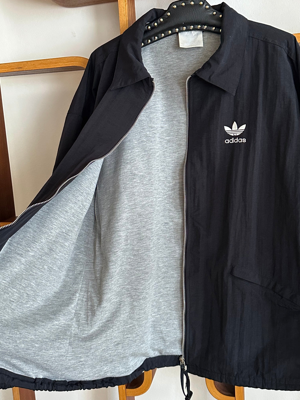 Late 1980s Adidas Black Nylon jacket