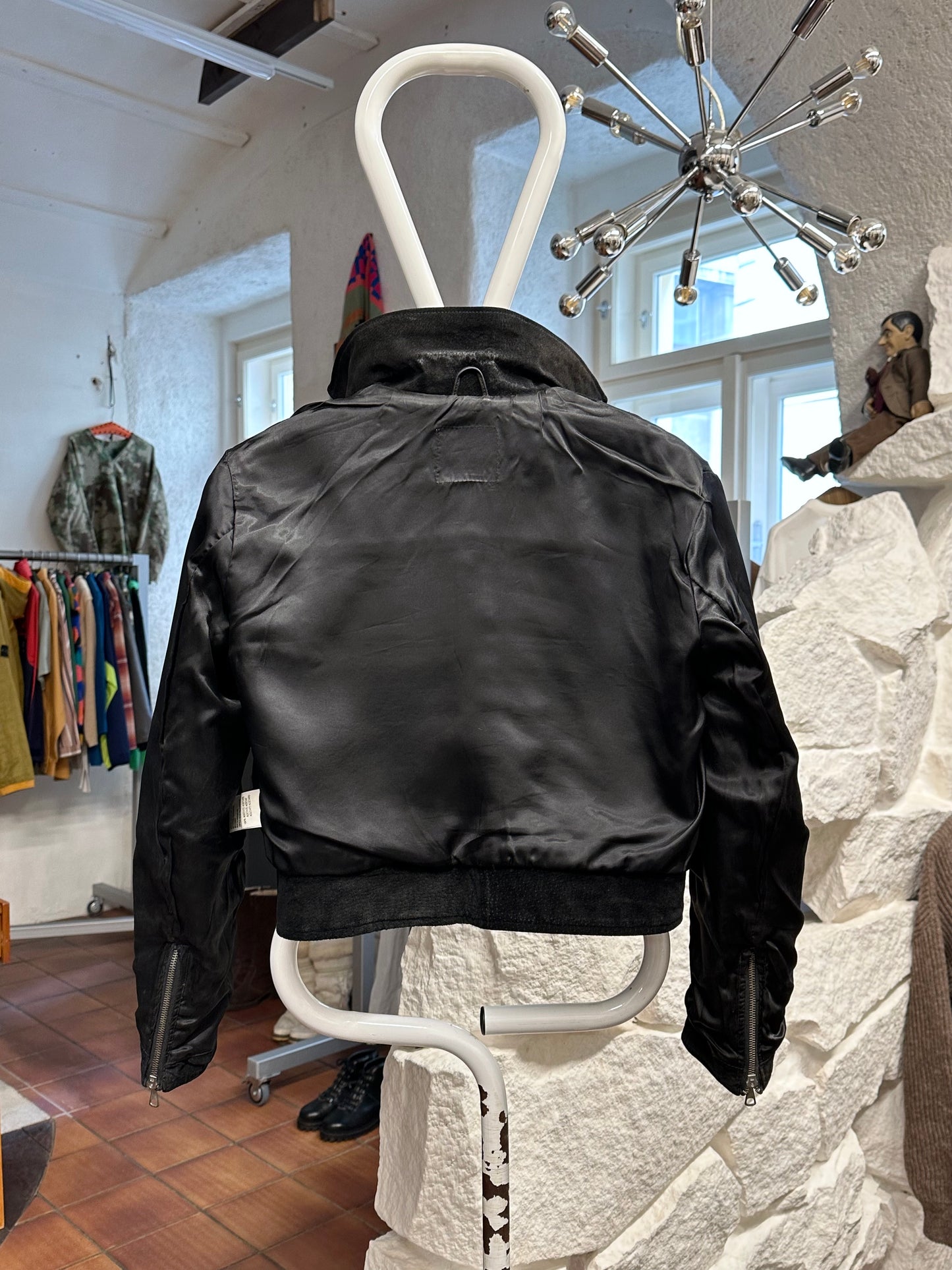 black suede leather short jacket