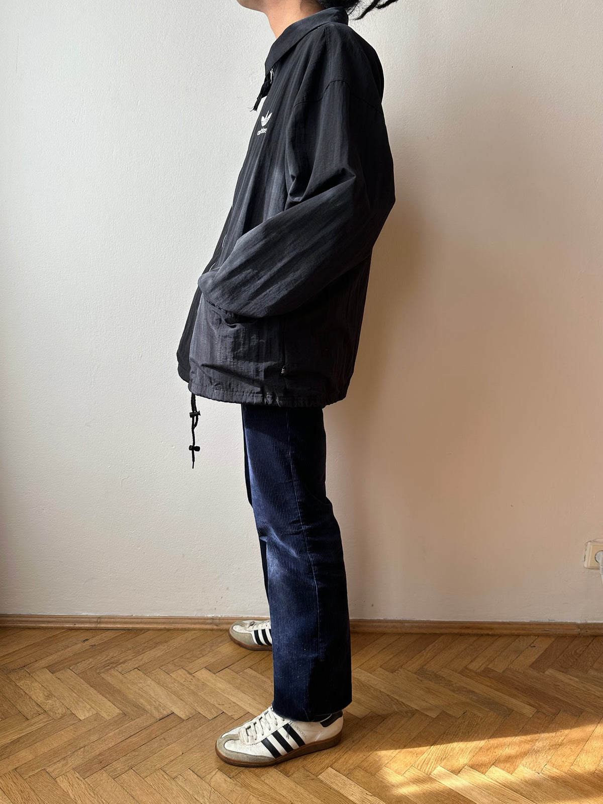 Late 1980s Adidas Black Nylon jacket