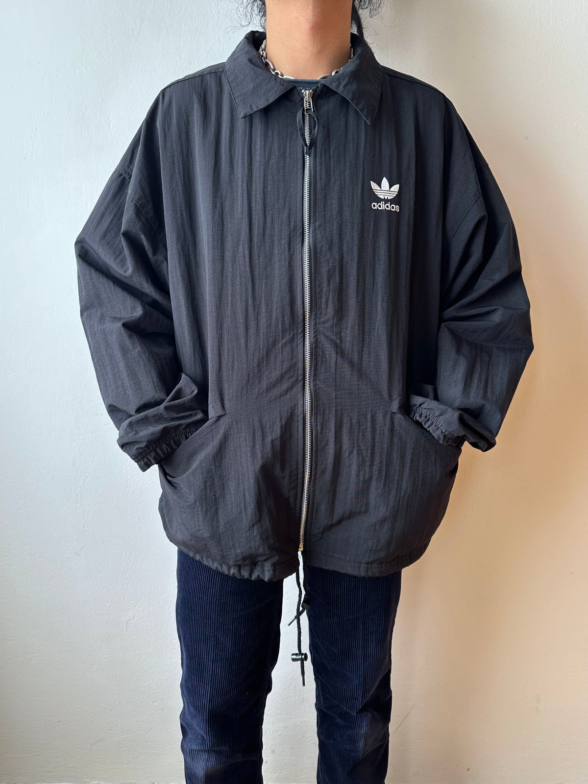 Late 1980s Adidas Black Nylon jacket